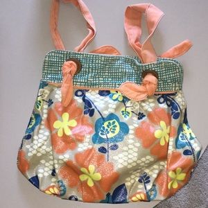 Fossil coated canvas floral print hobo bag